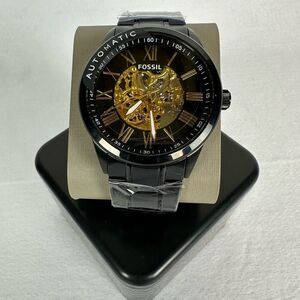 New Fossil Flynn Automatic Black Stainless Steel Watch BQ2092